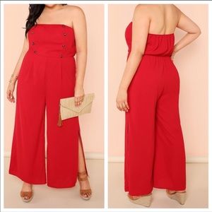 NEW•2X-4X•ROSALIE RED ELEGANT JUMPSUIT
